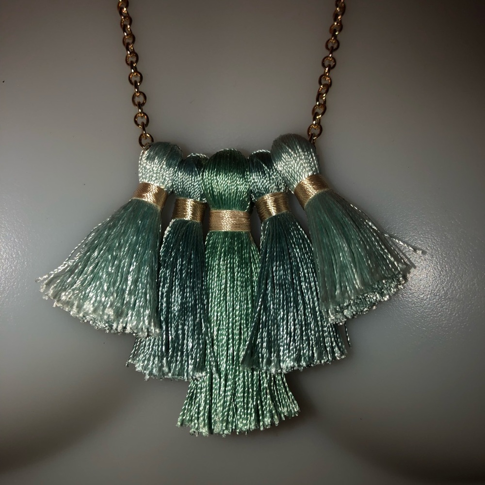 Blue multi tassel necklace by Blue Ivy Pearl